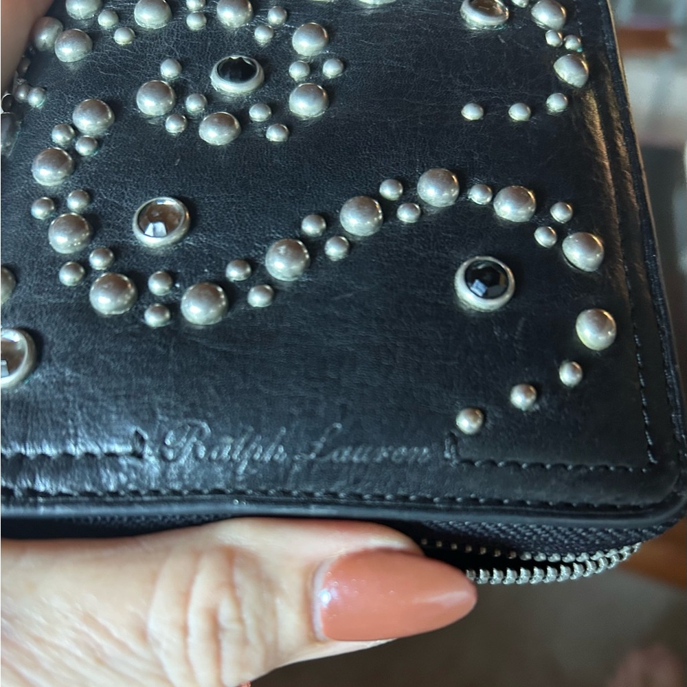 Ralph Lauren Black Studded Leather Wallet - Picture 7 of 7